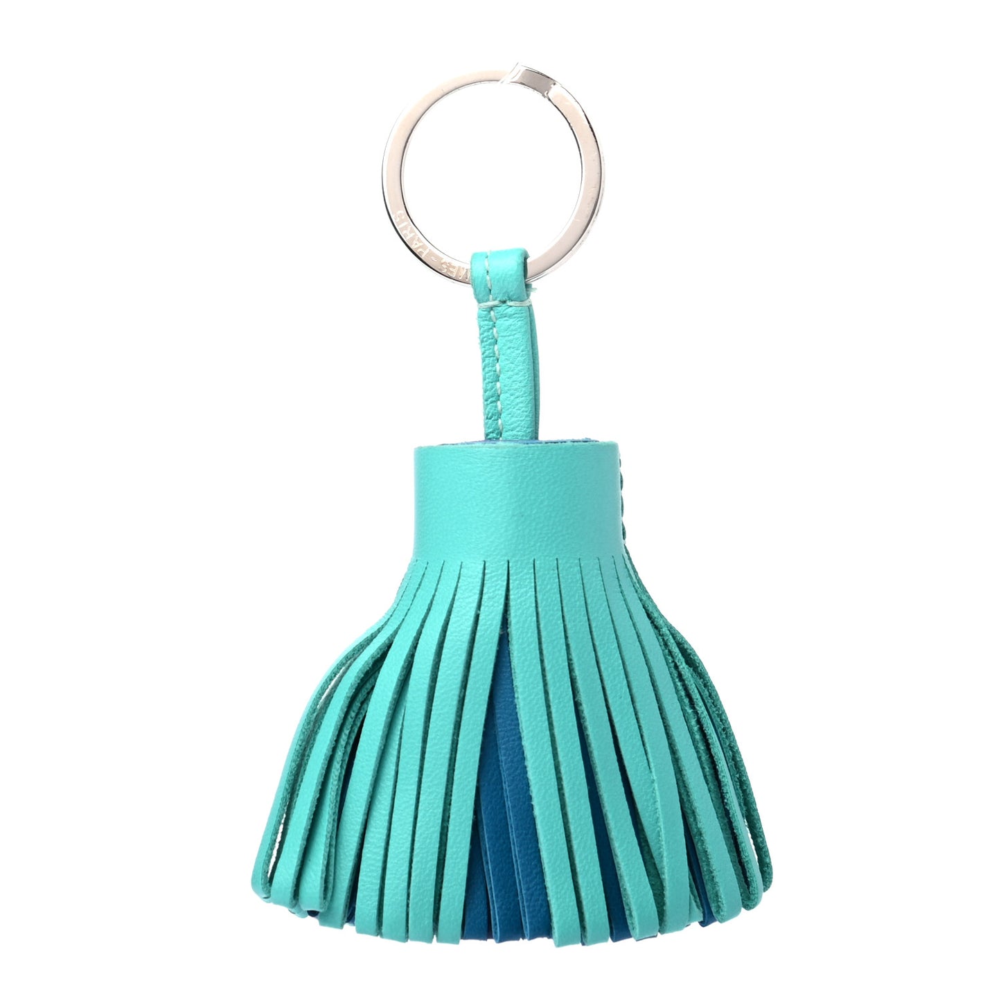 Lambskin Tri-Color Carmen Tassel Key Holder Bleu Lagoon Bleu Izmir Bleu De Malte