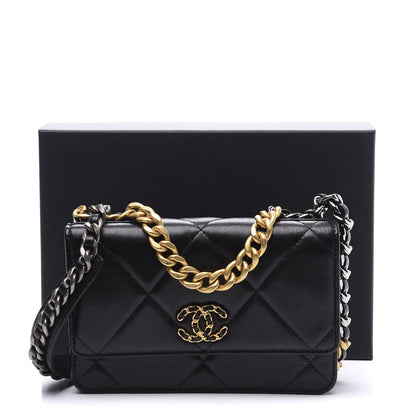 Chanel Lambskin Quilted 19 Wallet On Chain WOC Black 11 of 11