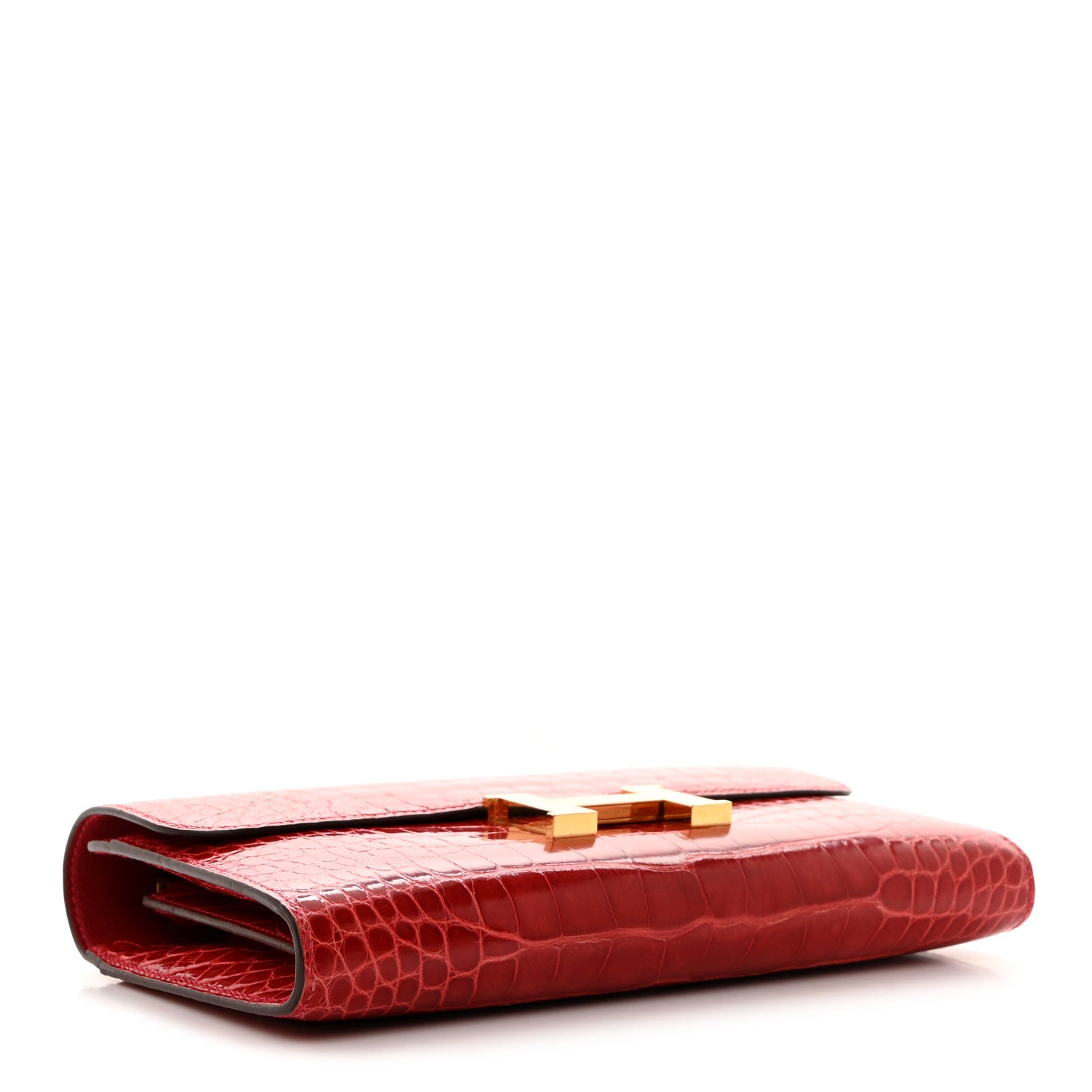 Hermes Shiny Alligator Constance Long Wallet Rouge Vif 4 of 9