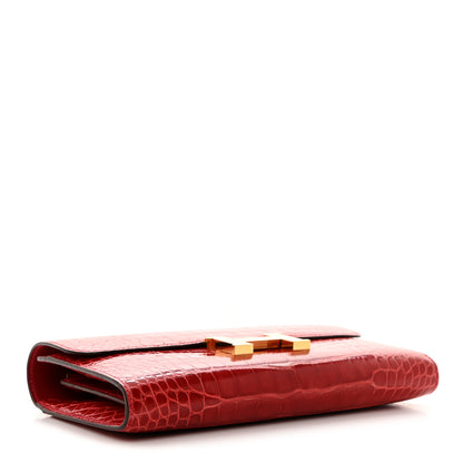 Hermes Shiny Alligator Constance Long Wallet Rouge Vif 4 of 9