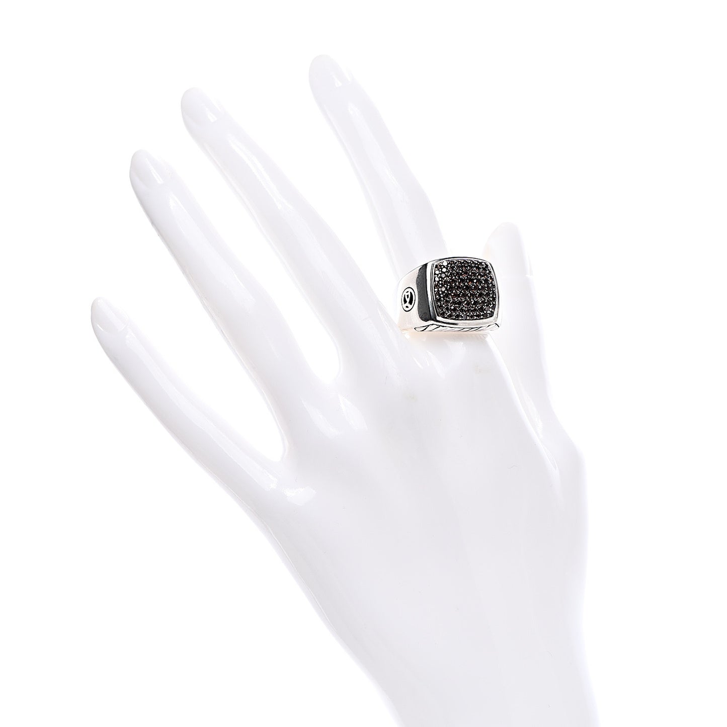 Sterling Silver Cognac Diamond Signet Ring 63 10.25