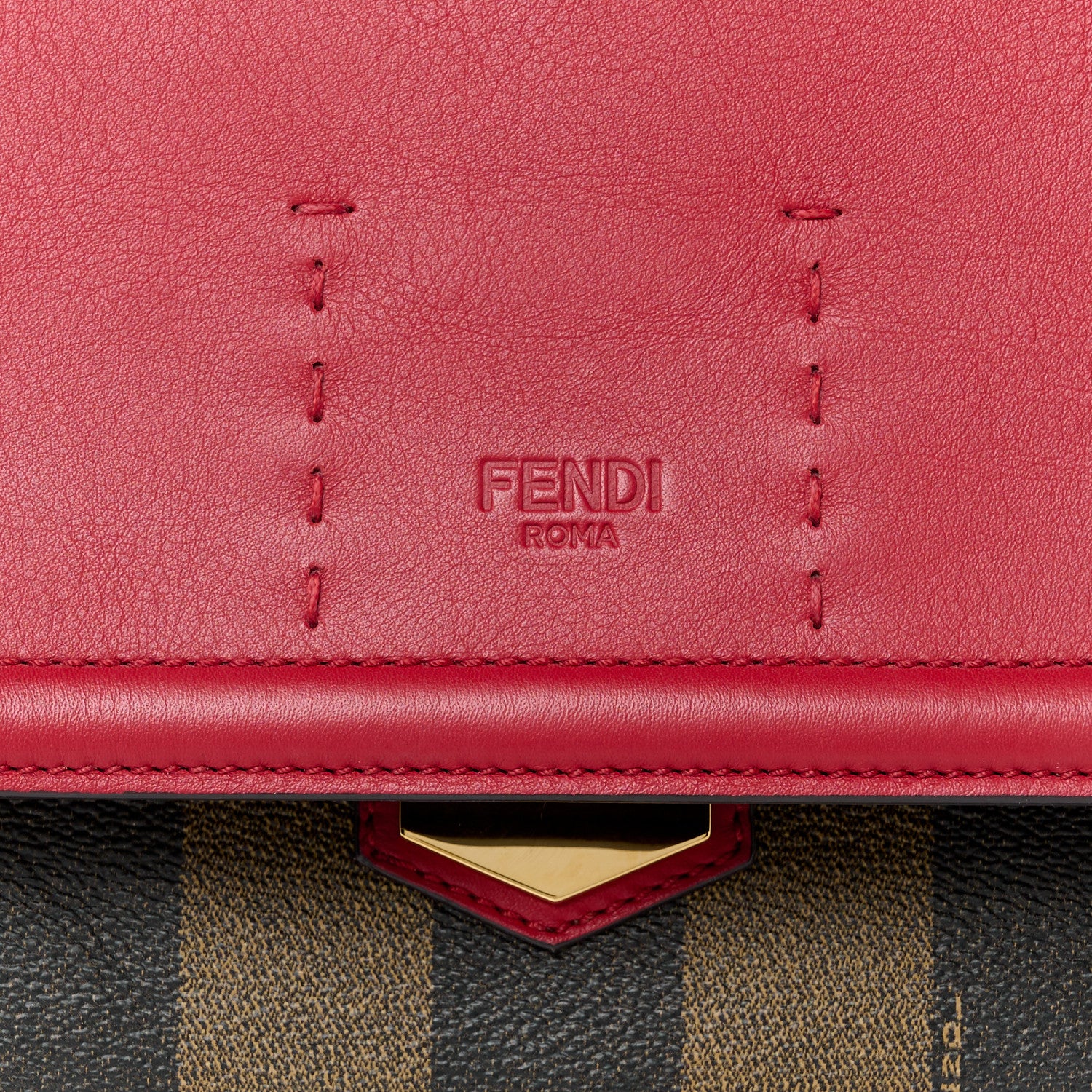 Fendi Pequin Spalmati Vitello Flamingo Shoulder Bag Tobacco Red 10 of 12