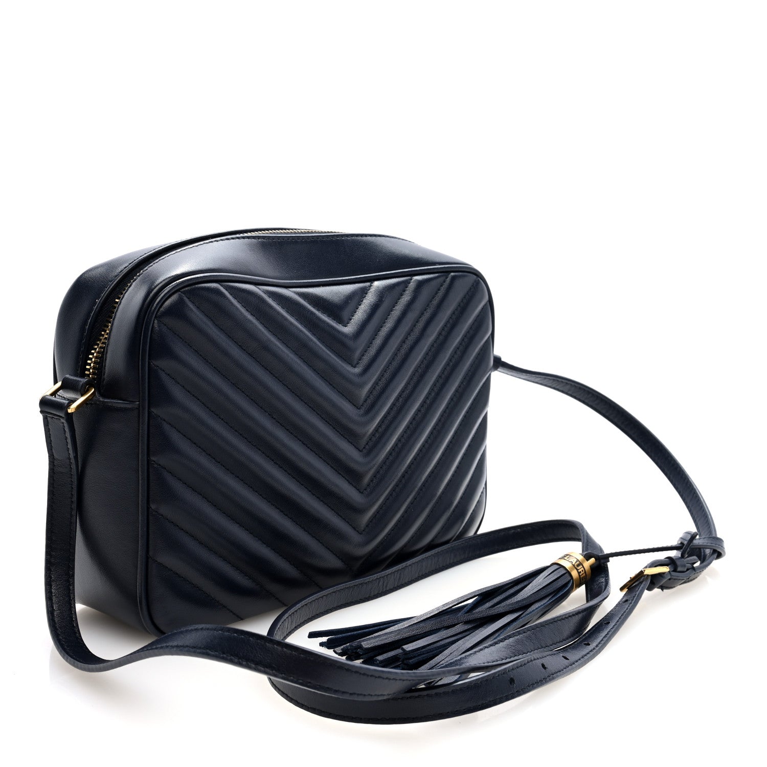 Saint Laurent Calfskin Matelasse Monogram Lou Camera Bag Navy 3 of 9