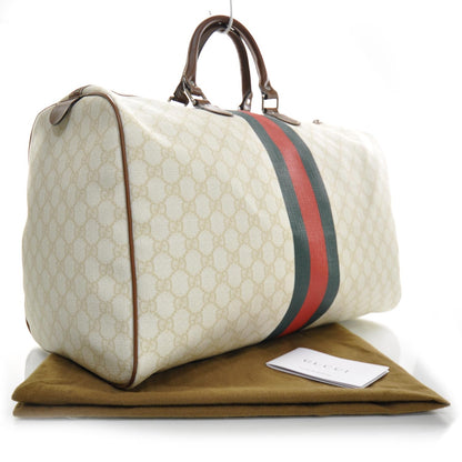 Gucci GG Plus Monogram Web Stripe Large Carry On Duffle Tan 2 of 9