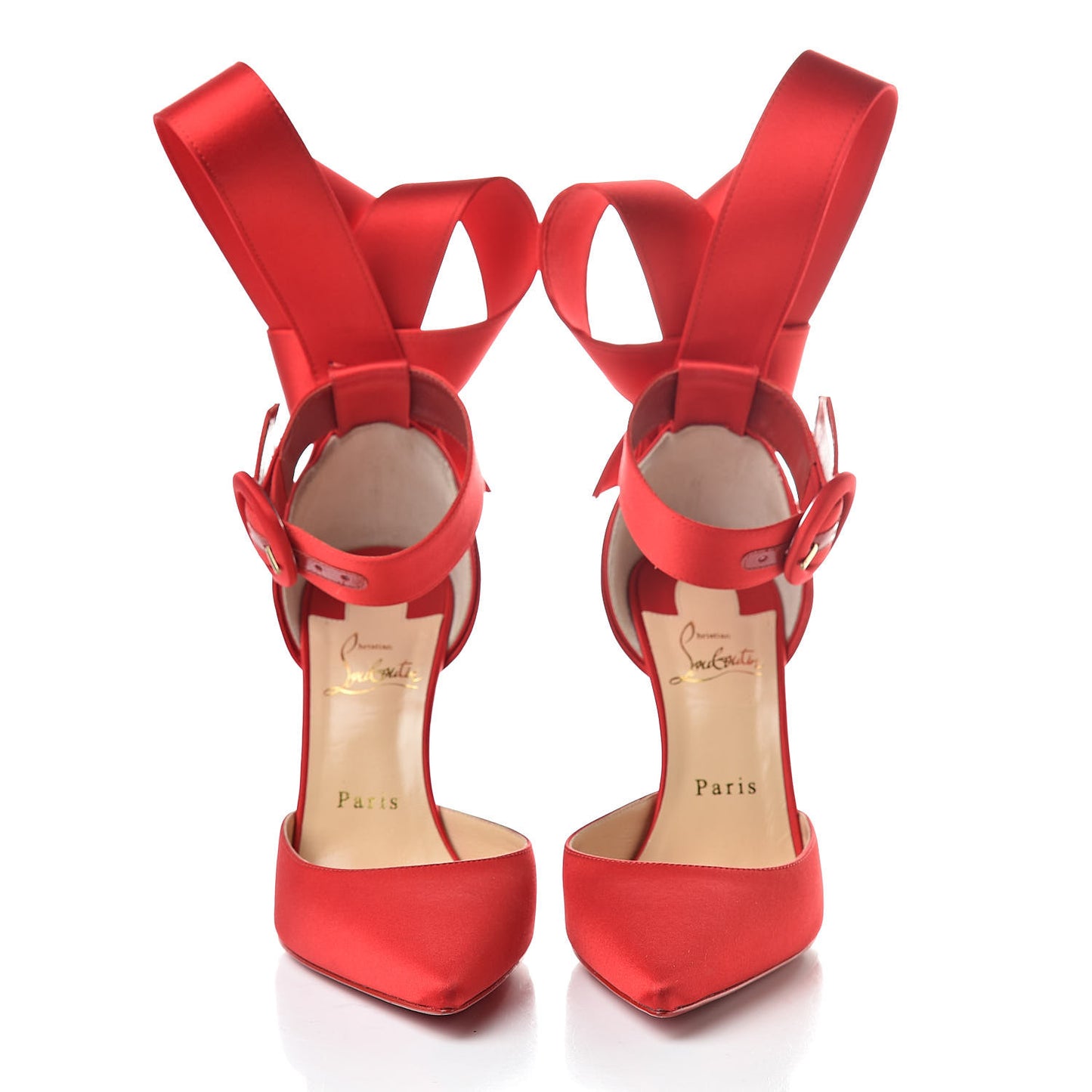 Crepe Satin Raissa 100 Ankle Strap Pumps 37.5 Loubi