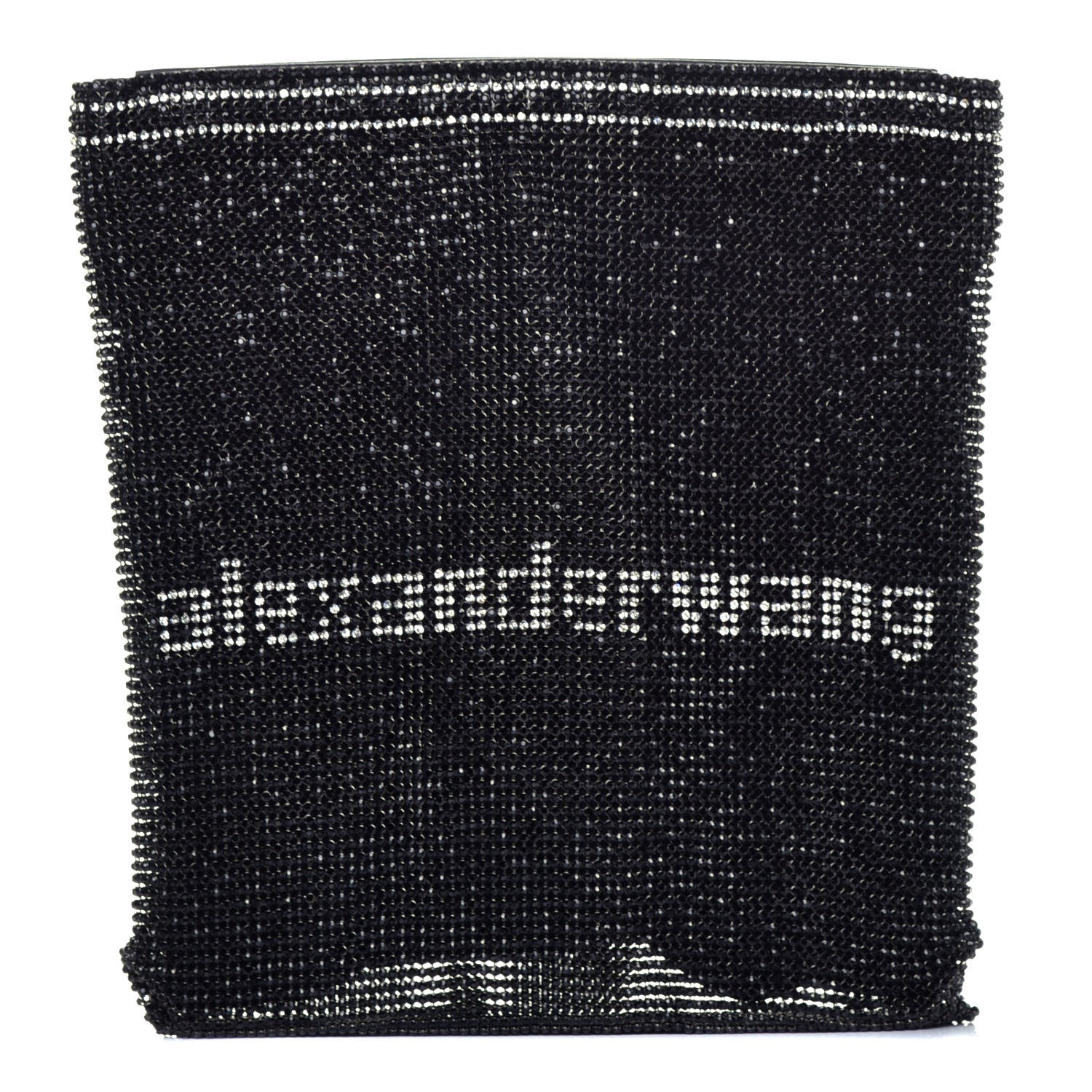 Alexander Wang Rhinestone Chain Mesh Wanglock Logo Pouch Black White 1 of 6