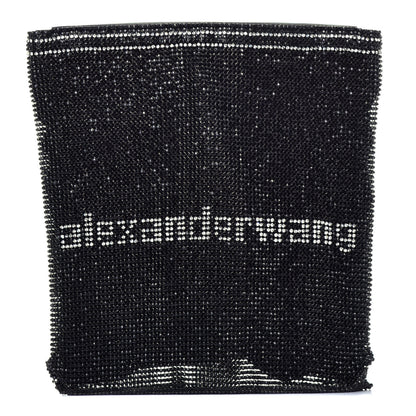Alexander Wang Rhinestone Chain Mesh Wanglock Logo Pouch Black White 1 of 6