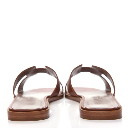 Hermes Box Calfskin Oran Sandals 37.5 Gold 7 of 11