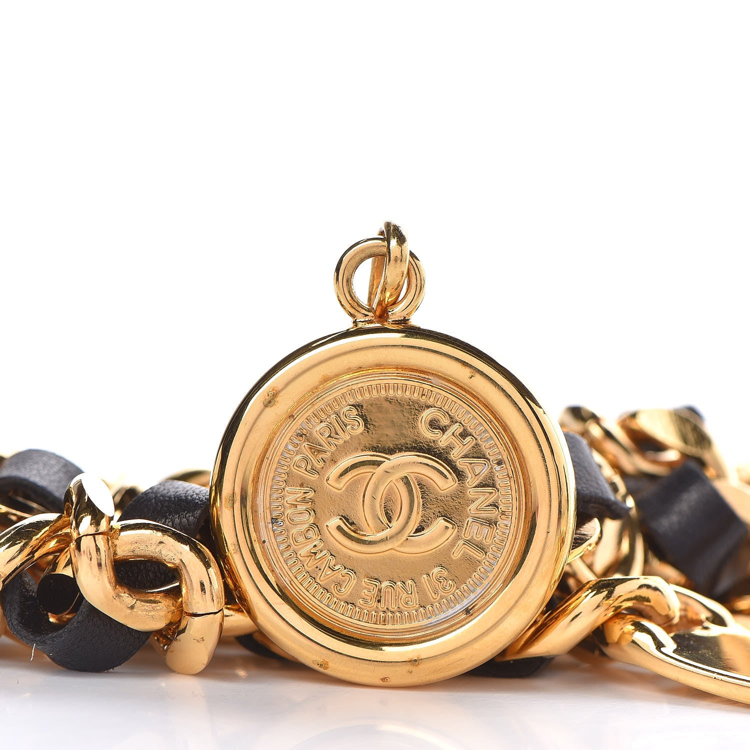 Chanel Lambskin Chain CC Medallion Belt Black Gold 4 of 7