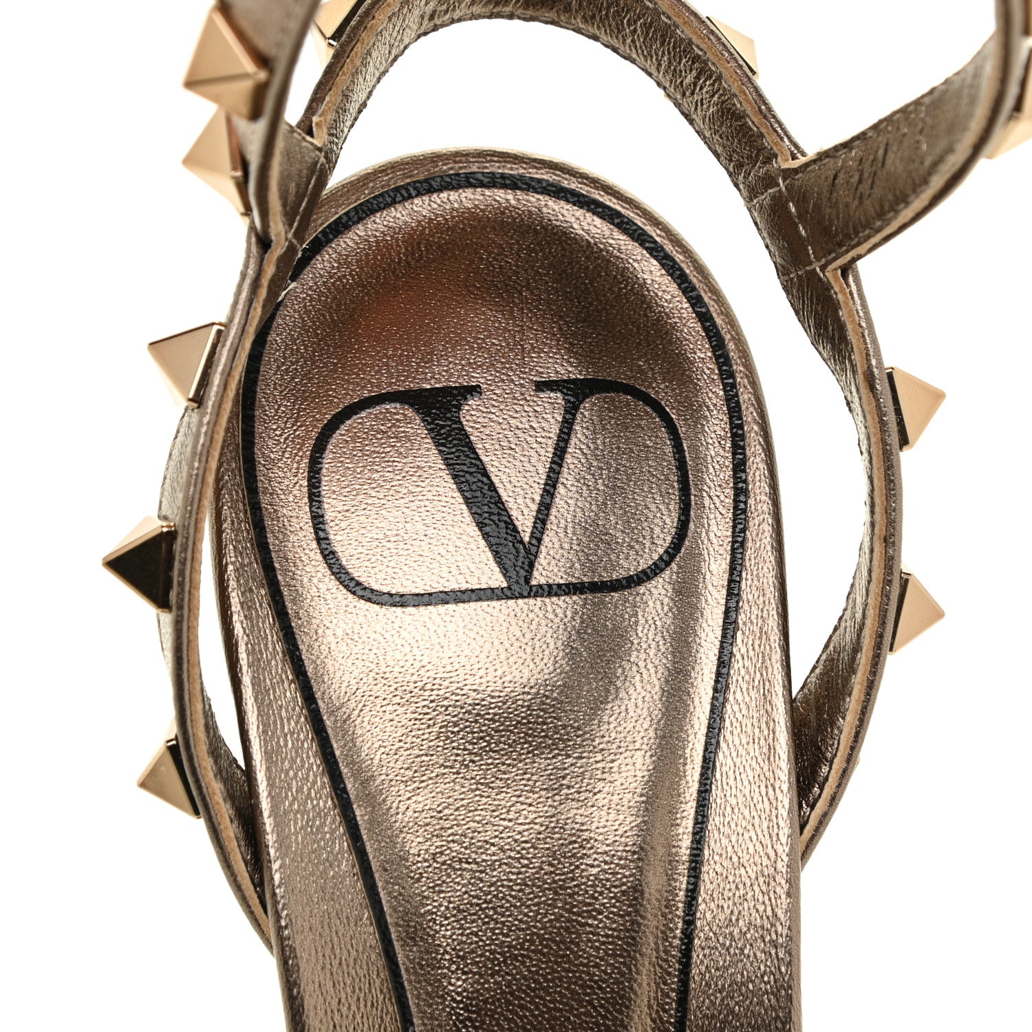 Valentino Garavani Metallic Nappa Rockstud Ankle Wrap 85mm Sandals 37 Sasso 9 of 10