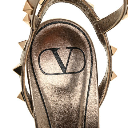 Valentino Garavani Metallic Nappa Rockstud Ankle Wrap 85mm Sandals 37 Sasso 9 of 10