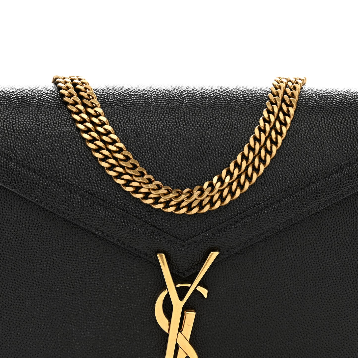 SAINT LAURENT Grain De Poudre Monogram Cassandra Clasp Bag Black