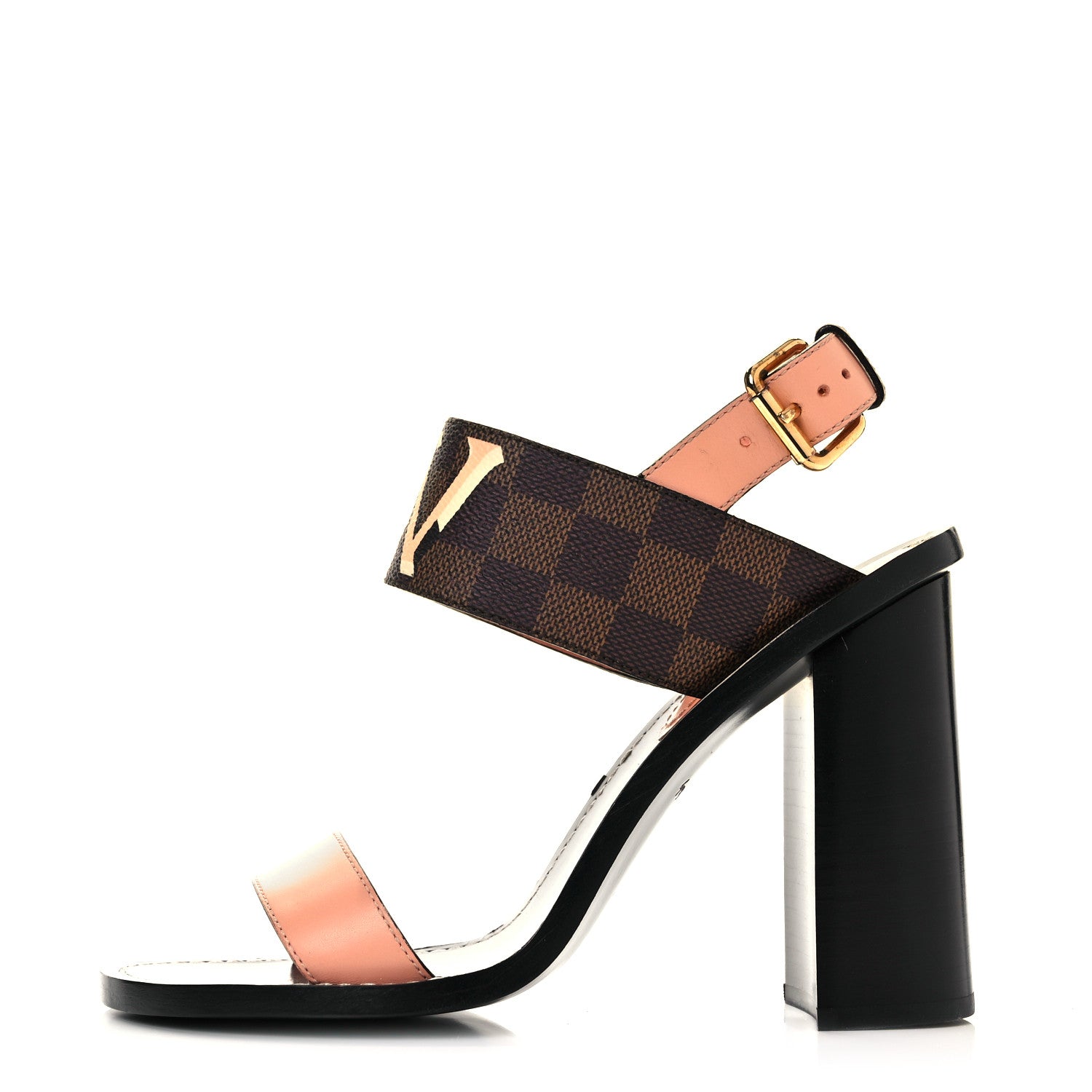 Louis Vuitton Calfskin Damier Ebene Passenger Heeled Sandals 40 1 of 18