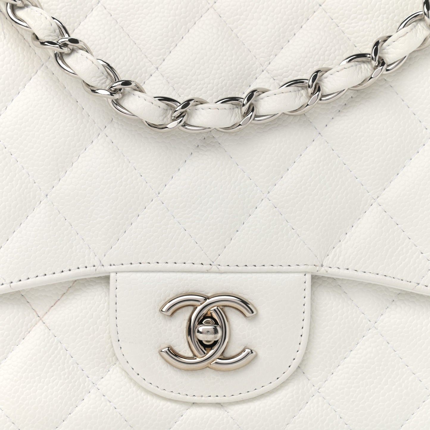 Caviar Quilted Jumbo Single Flap White