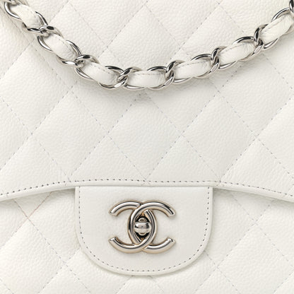 Chanel Caviar Quilted Jumbo Single Flap White 8 of 11