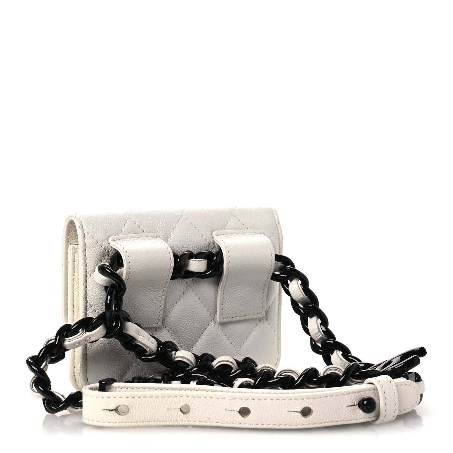 Chanel Caviar Quilted My Everything Belt Flap Card Holder White 3 of 12