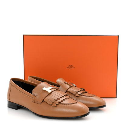 Hermes Goatskin Womens Royal Loafers 37.5 Naturel 10 of 10