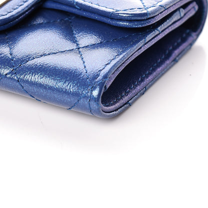 Chanel Glittered Aged Calfskin Quilted Reissue Card Holder Dark Blue 10 of 11