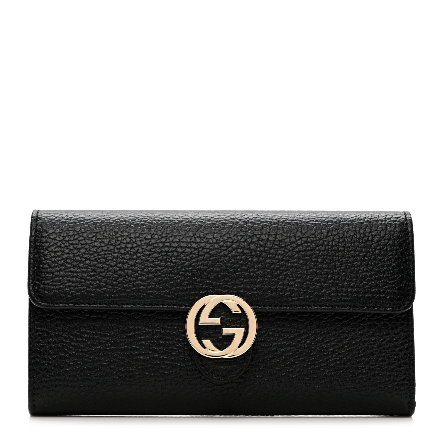 Gucci Dollar Calfskin Interlocking G Continental Wallet Black 1 of 8