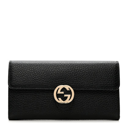 Gucci Dollar Calfskin Interlocking G Continental Wallet Black 1 of 8