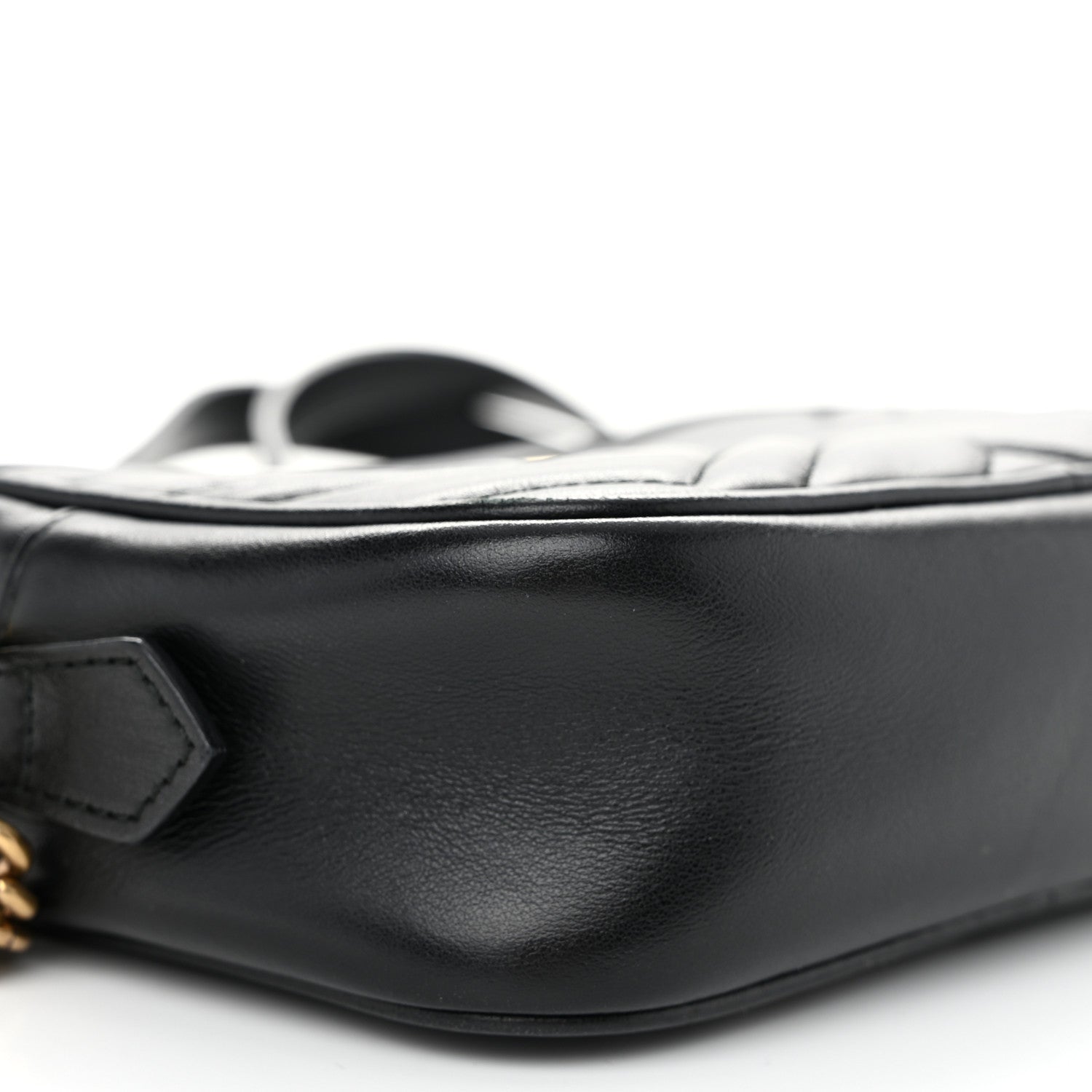 Gucci Calfskin Matelasse Mini GG Marmont Chain Shoulder Bag Black 9 of 11