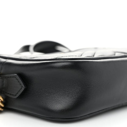 Gucci Calfskin Matelasse Mini GG Marmont Chain Shoulder Bag Black 9 of 11