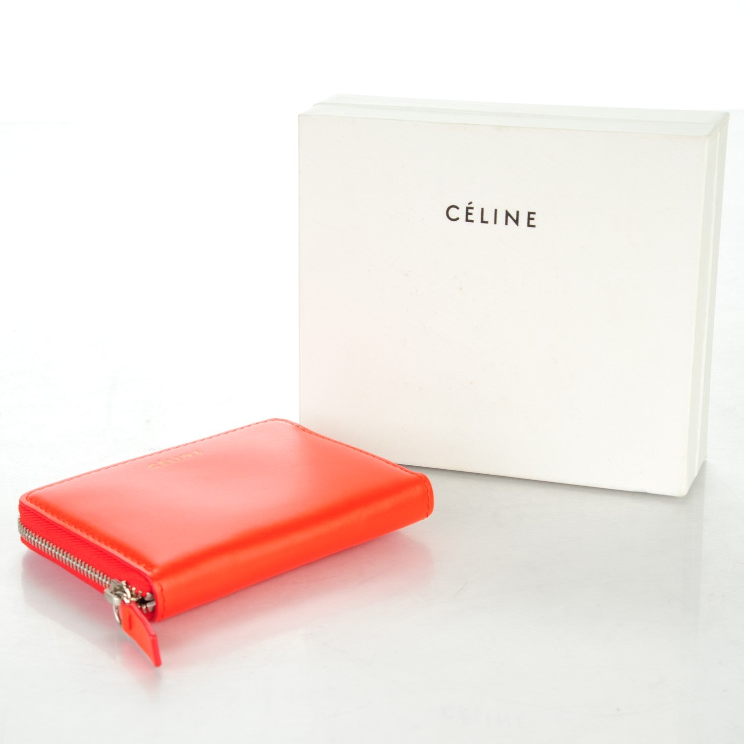 Celine Calfskin Zip Around Card Holder Wallet Poppy 4 of 8