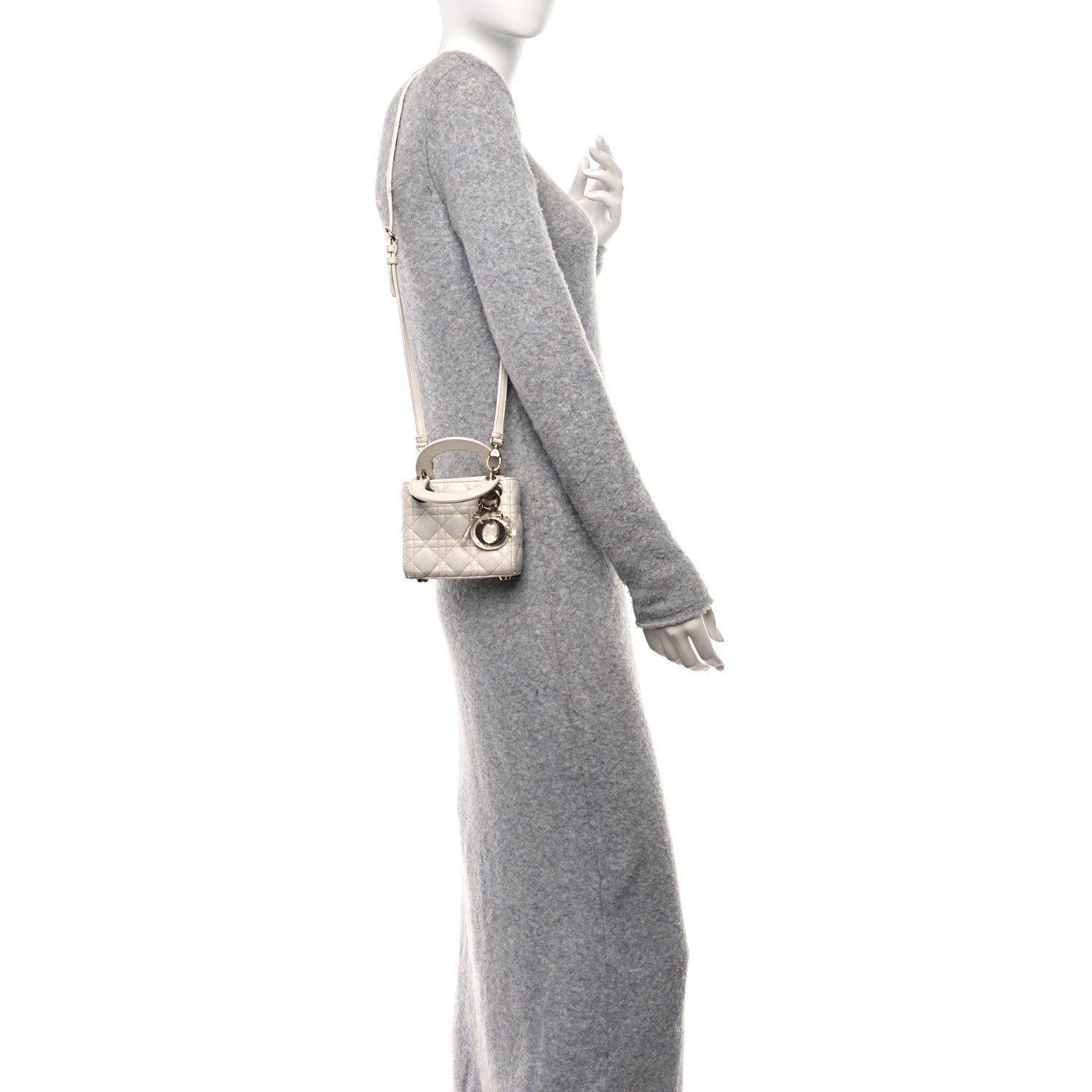 Christian Dior CHRISTIAN DIOR Lambskin Cannage Micro Lady Dior White 2 of 16