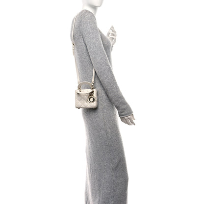 Christian Dior CHRISTIAN DIOR Lambskin Cannage Micro Lady Dior White 2 of 16