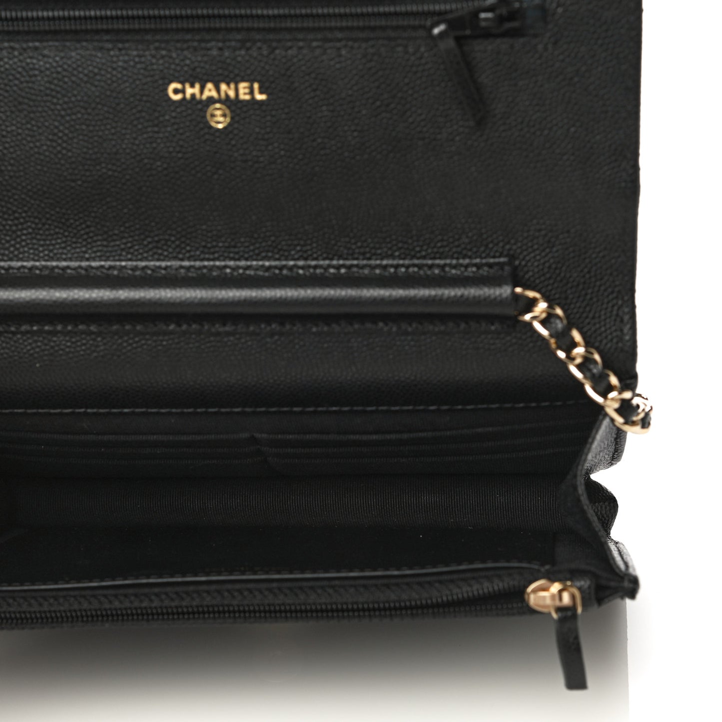 Caviar Quilted Wallet With Charms On Chain WOC Black