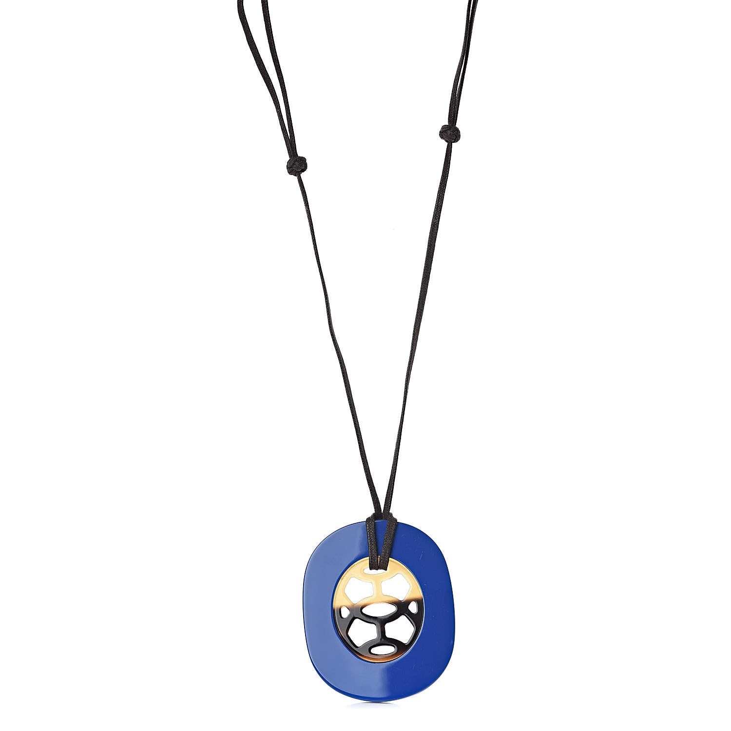 Hermes Buffalo Horn Lacquer Lift Pendant Bleu Saphir 1 of 5
