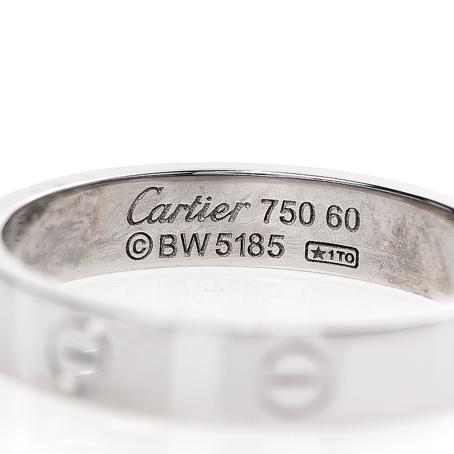 18K White Gold 4mm LOVE Wedding Band Ring 60 9