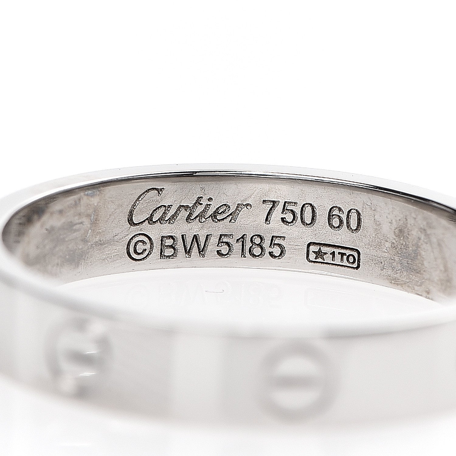 Cartier 18K White Gold 4mm LOVE Wedding Band Ring 60 9 3 of 3