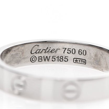 Cartier 18K White Gold 4mm LOVE Wedding Band Ring 60 9 3 of 3