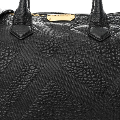 Burberry Heritage Grain Check Embossed Medium Dewsbury Tote Black 9 of 20