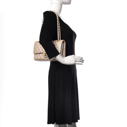Chanel Pearly Caviar Quilted Medium Double Flap Light Beige 3 of 10
