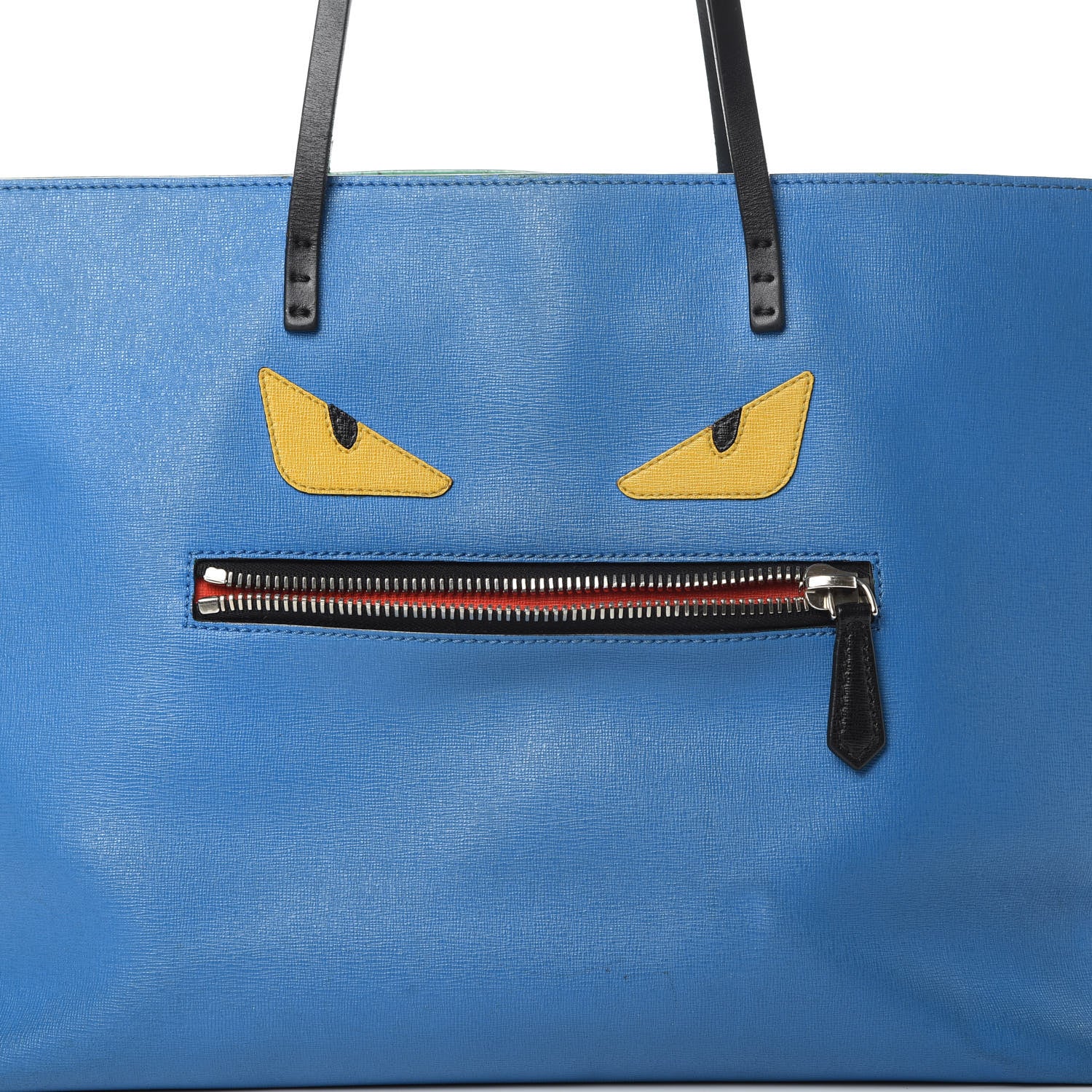 Fendi Vitello Elite Cuoio Monster Buggies Medium Roll Tote Zaffire Black Multicolor Lago 8 of 20
