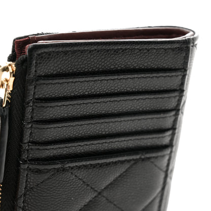 Chanel Caviar Quilted CC Zip Around Card Holder Black 8 of 9