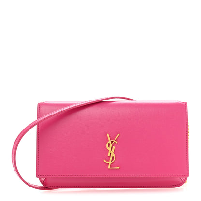 Saint Laurent Smooth Calfskin Monogram Phone Holder Crossbody Fuchsia Couture 1 of 15