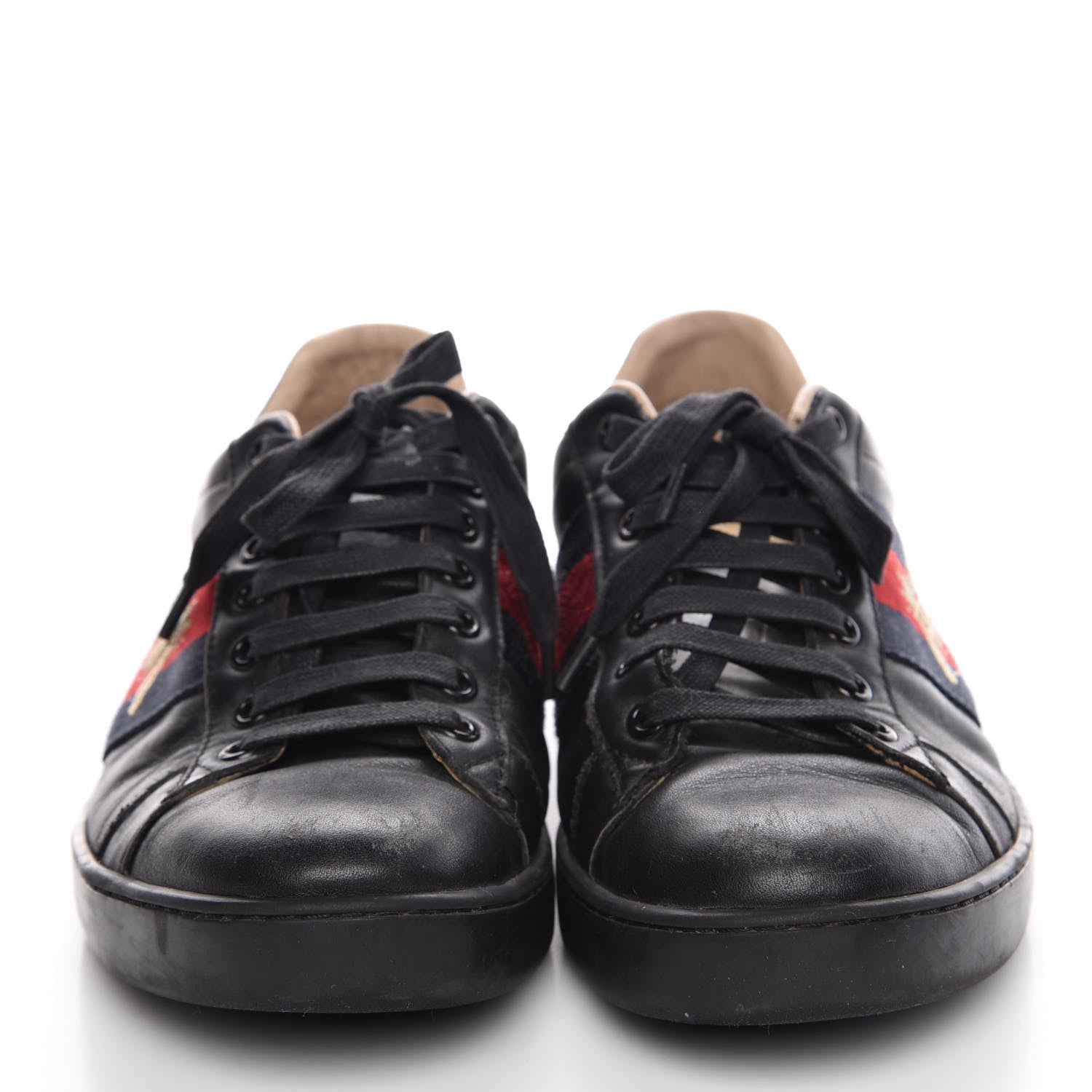 Gucci Calfskin Ayers Web Bee Embroidered Ace Sneakers 38 Black 2 of 19