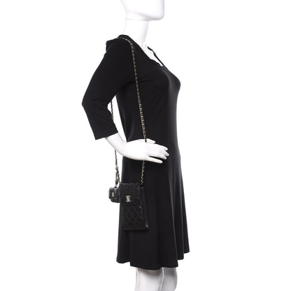 Chanel Caviar Quilted Crystal CC Airpods Pro and Phone Case With Chain Black 2 of 13