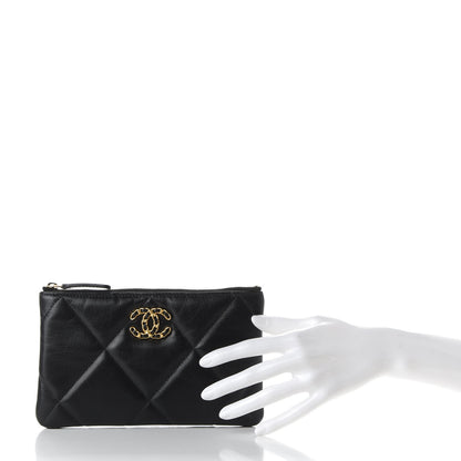 Chanel Shiny Goatskin Quilted Small 19 Pouch Black 2 of 8