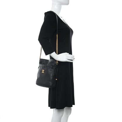 Chanel Calfskin Quilted Drawstring Bucket Bag Black 2 of 15