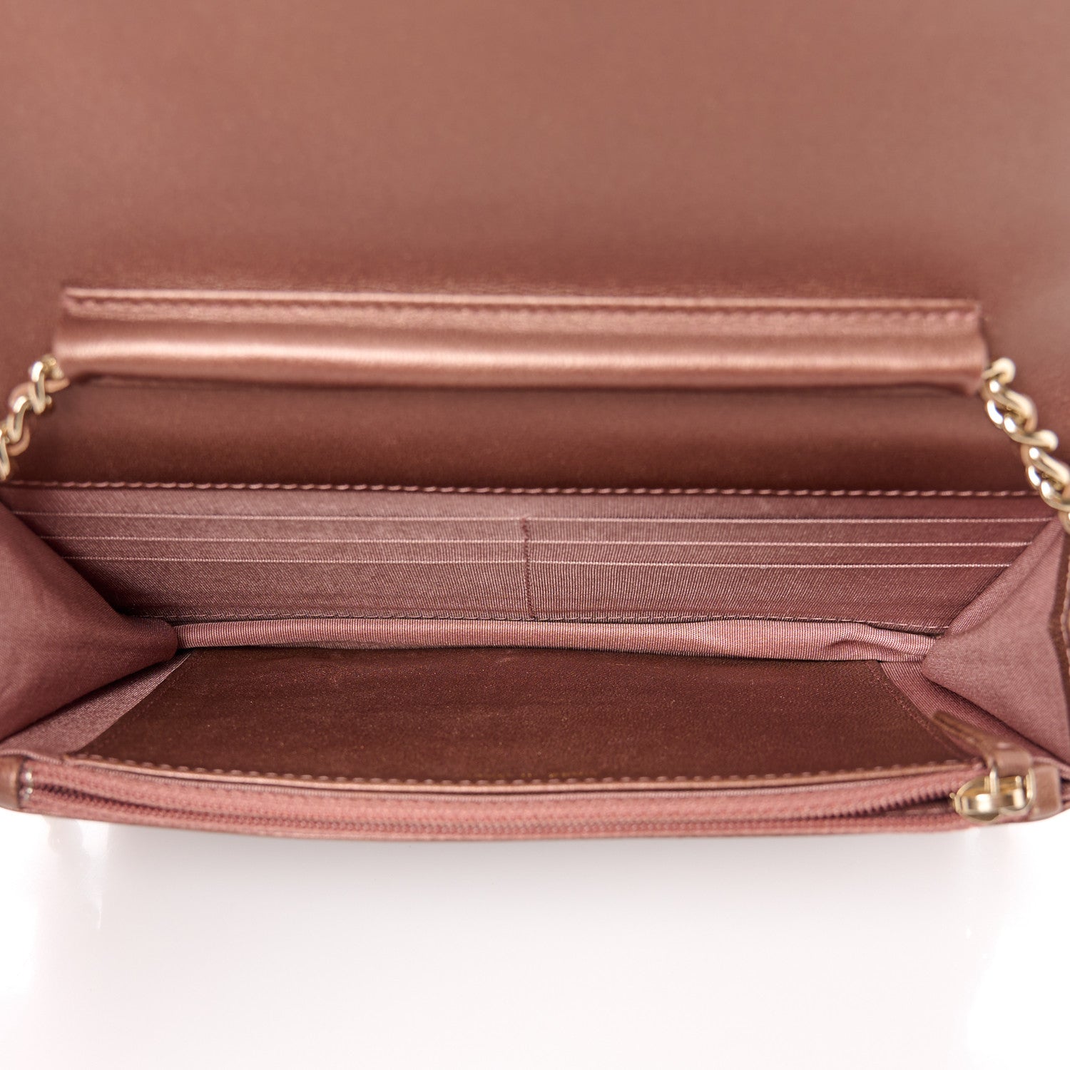 Chanel Metallic Lambskin Quilted Enamel CC Wallet On Chain WOC Bronze 5 of 11
