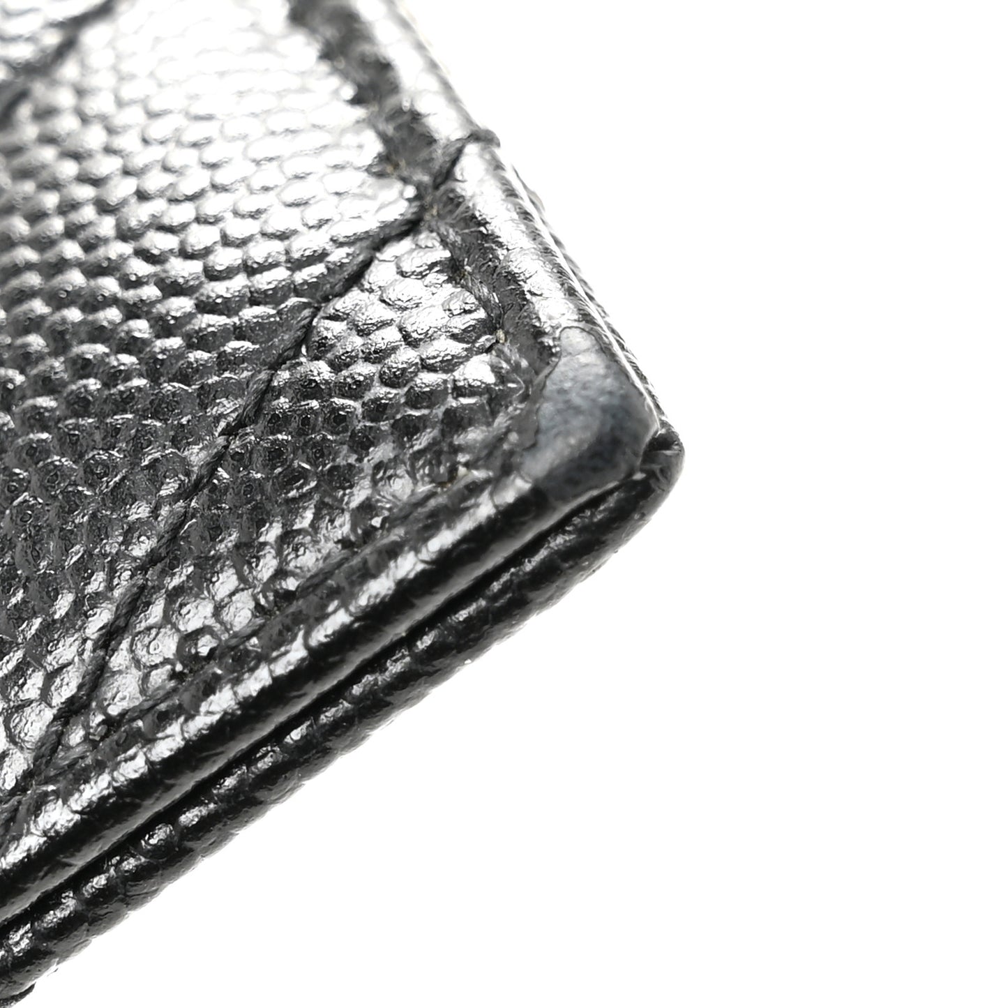 Grain De Poudre Matelasse Chevron Monogram Credit Card Case Black
