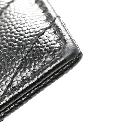 Saint Laurent Grain De Poudre Matelasse Chevron Monogram Credit Card Case Black 9 of 11
