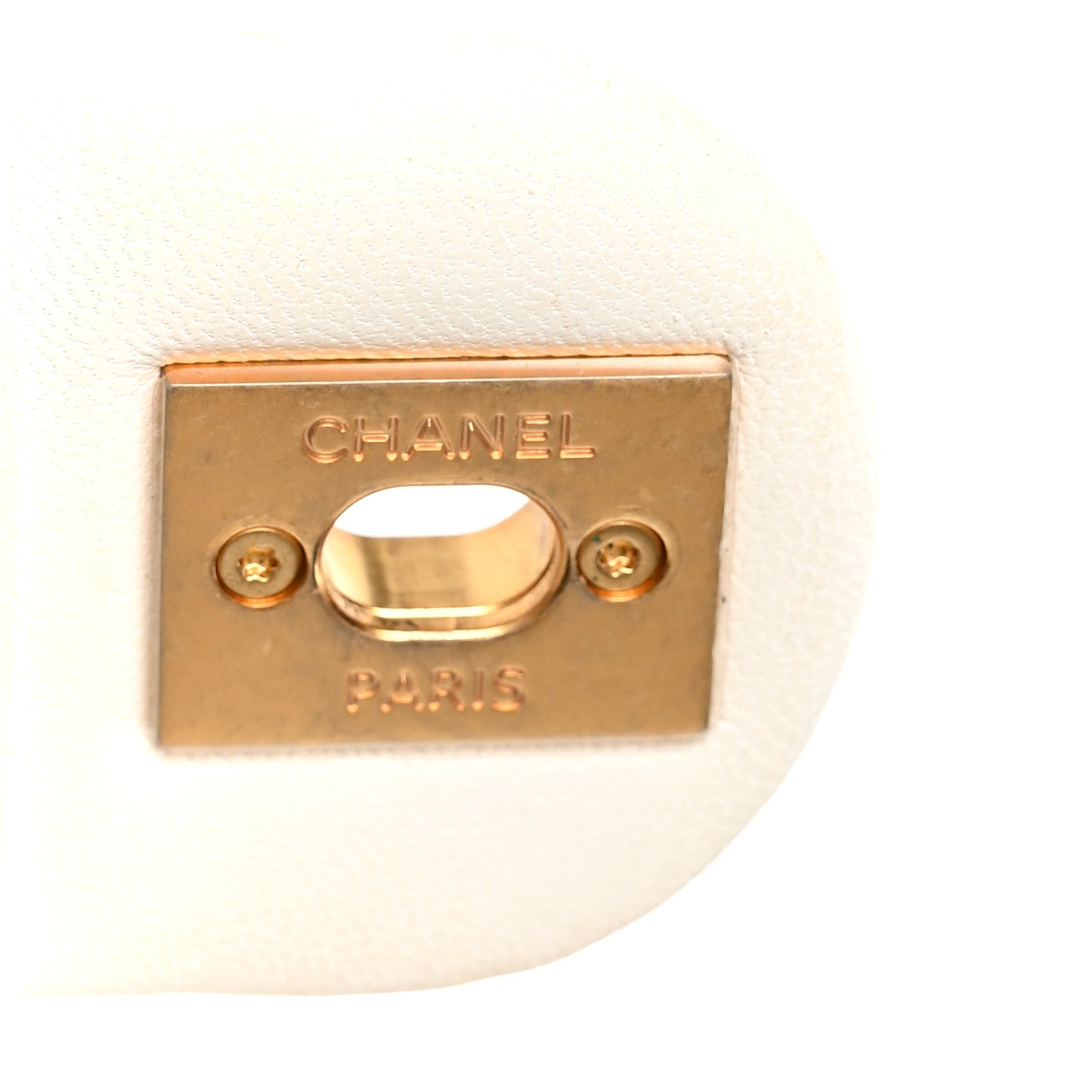 Lambskin Quilted Small Circular Handle Bag White