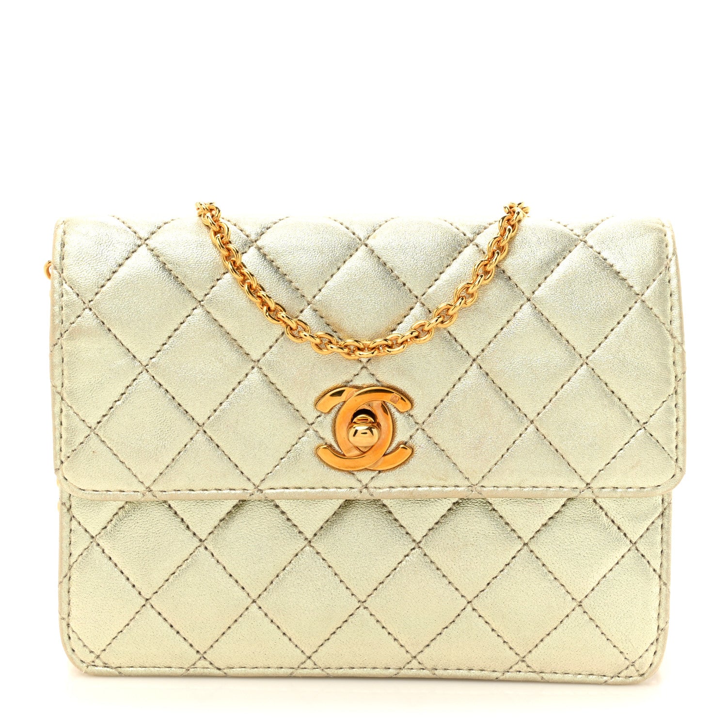 Chanel Metallic Lambskin Quilted Mini Flap Gold 1 of 12