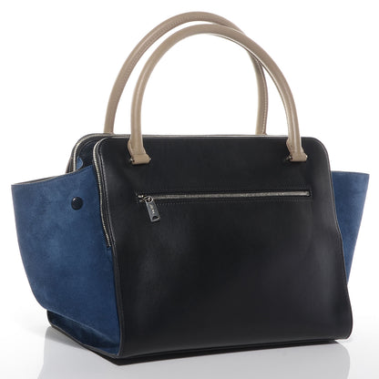 Celine Calfskin Suede Tri-Color Double Zip Trapeze Sand 3 of 9