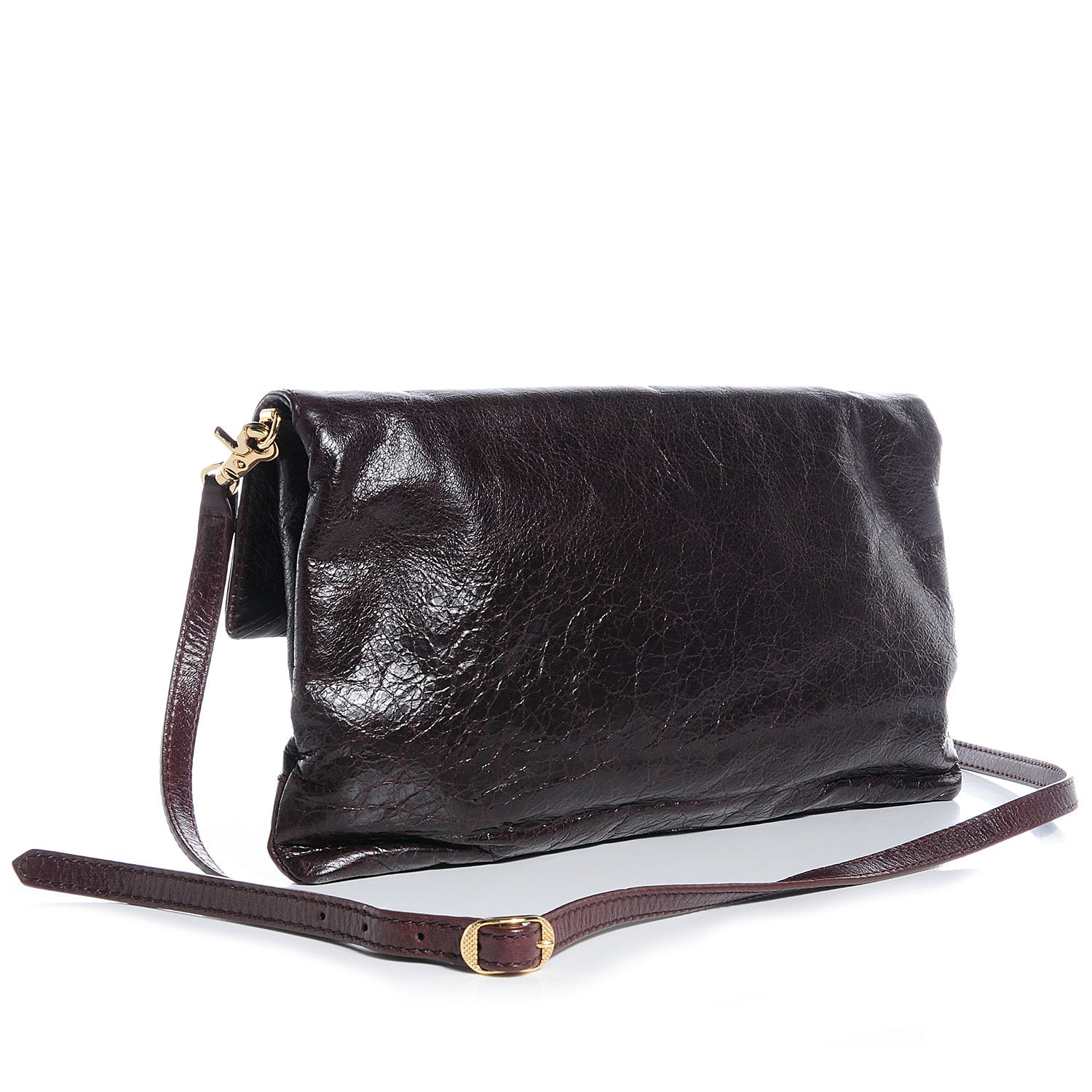 Balenciaga Agneau Giant 12 Gold Hardware Envelope Strap Clutch Cigare Fonce 3 of 10